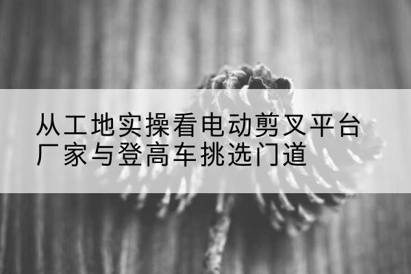 平舆电动剪叉升降平台厂家-从工地实操看电动剪叉平台厂家与登高车挑选门道